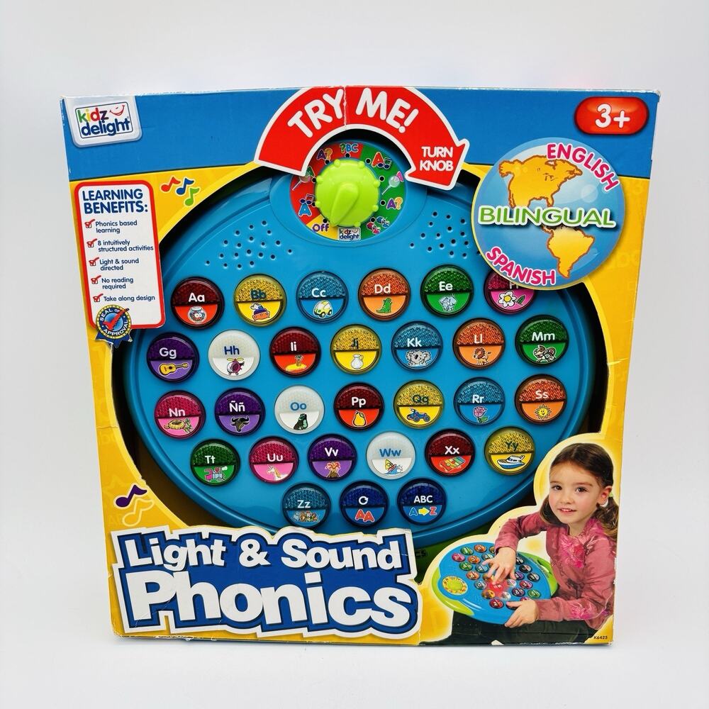 NIB Kidz Delight Light and Sound Phonics Bi-Lingual w/ 8 games Interactive Toy